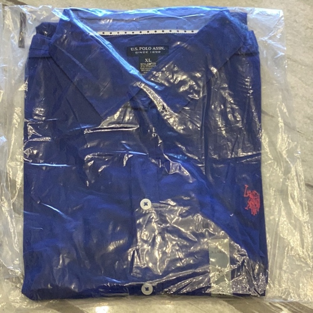 U.S. Polo Assn. Blue Shirt with Red Logo